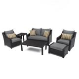 Deco 6 Piece Sunbrella Outdoor Patio Love And Club Seating Set - Charcoal Gray