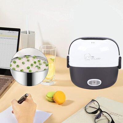 1.3L mini Electric Portable Lunch Box Rice Cooker Steamer 2Layer Stainless Steel 