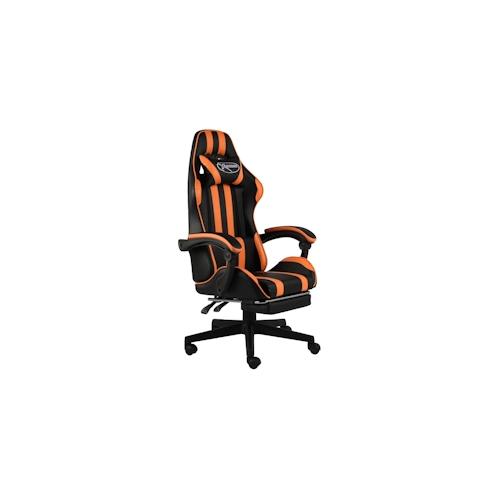 vidaXL Gaming-Stuhl mit Fußstütze Schwarz und Orange Kunstleder