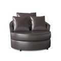 Barrel Chair - Red Barrel Studio® Isavella Swivel Barrel Chair Faux Leather/Polyester/Cotton/Other Performance Fabrics in Brown | Wayfair