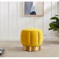 Mercer41 Jayah Velvet Tufted Otttoman Velvet in Red/Yellow | 18.5 H x 18.9 W x 18.9 D in | Wayfair Ottomans CF868304C8C542E28EBE31D0DCC78A3D