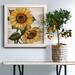 August Grove® Sunflower Summer II - Picture Frame Painting on Canvas Canvas, Solid Wood in Black/Blue/Gray | 22.5 H x 22.5 W x 1.5 D in | Wayfair