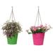 Winston Porter Enameled 2 Piece Hanging Planter Set Metal in Pink/Green | 9 H x 9 W x 9 D in | Wayfair C98F75136E6B42A6B5DB1958C54DDAD0