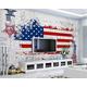 MUMUWUSG Non-Woven Mural Panoramic 3D Wallpaper Photo of Red Stripes Flag Stars Living Room Bedroom Tv Background Wall Hd Printing Custom Tapestry Photo Poster Wall 460X280Cm