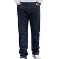 moroess Men's Regular Straight Fit Design Comfortable Denim Jeans Stretch Straight Leg Regular Fit Classic Basic Denim Jeans Relaxed(32W,Dark Blue)