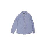 OshKosh B'gosh Long Sleeve Button Down Shirt: Blue Solid Tops - Kids Boy's Size 8