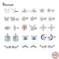 BAMOER mer bleu CZ boucles d'oreilles pour femmes 925 en argent Sterling boucle d'oreille sirène