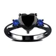 FDLK-Bague à breloques coeur d'amour pour femme bijoux punk vintage or noir bleu cristal noir