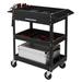 3-Tray Rolling Utility Cart Trolley with Drawer, Industrial Commercial Service Cart, Service Tool Cart Tool Organizers