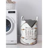 East Urban Home Ambesonne Hippie Boho Free & Wild Lettering Laundry Bag Fabric in Blue/Gray | 19 H x 13 W in | Wayfair