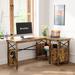 Steelside™ Koopman L-Shaped Home Office Computer Desk w/ Storage Cabinet, Farmhouse Office Table for Writing Study in Brown | Wayfair