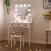 Alcott Hill® Vanity Set w/ Lighted Mirror Wood in Brown/White | 53 H x 31.5 W x 15.75 D in | Wayfair 91065D65D34E44D0A3DE14946F2D4087