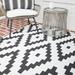 Black/White 60 W in Area Rug - Millwood Pines Mateer Geometric Indoor/Outdoor Area Rug in White/Black Polypropylene | Wayfair