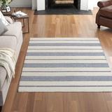 Blue/Navy 60 x 0.5 in Indoor/Outdoor Area Rug - Beachcrest Home™ Touchet Striped Handmade Navy Area Rug Recycled P.E.T, | 60 W x 0.5 D in | Wayfair