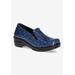 Extra Wide Width Women's Leeza Flats by Easy Street in Navy Paisley Patent (Size 10 WW)