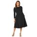 Plus Size Women's Long Sleeve Ponte Dress by Jessica London in Black (Size 28 W)