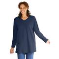 Plus Size Women's Perfect Long-Sleeve V-Neck Tunic by Woman Within in Navy (Size 22/24)