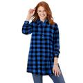 Plus Size Women's Plaid Knit Tunic With Collar by Woman Within in Bright Cobalt Plaid (Size 34/36)