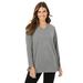 Plus Size Women's Perfect Long-Sleeve V-Neck Tunic by Woman Within in Medium Heather Grey (Size 30/32)