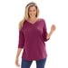 Plus Size Women's Three-Quarter Sleeve Thermal Sweatshirt by Woman Within in Deep Claret (Size 14/16)