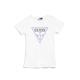 GUESS Girls' Short Sleeve Sugar Glitter Classic Triangle Logo T-Shirt, True White, 12