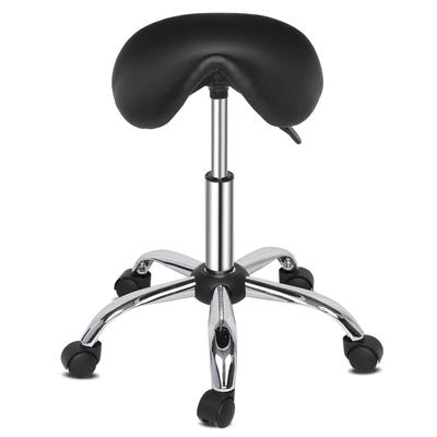 Adjustable Rolling Saddle Stool PU Leather Rolling Stool Salon Chair with Wheels