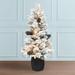 The Holiday Aisle® Flocked 3.5 Green/Spruce Artificial Christmas Tree w/ 35 Clear/Lights, Rattan in White | 4.5Ft | Wayfair