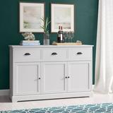 Ebern Designs 53.5" Wide 3 Drawer Sideboard Wood in Brown/White | 34 H x 53.5 W x 17 D in | Wayfair 9AEE1A51E4F44F56935BF36ABA97468D