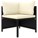 Ebern Designs Sectional Corner Outdoor Sofa w/ Cushions Poly Rattan Wicker/Rattan/Metal/Rust - Resistant Metal in Black | Wayfair