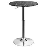 Costway 360° Swivel Cocktail Pub Table with Sliver Leg and Base-Black