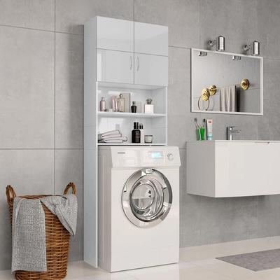 Bonnevie - Waschmaschinenschrank Hochglanz-Weiß 64x25,5x190 cm vidaXL577495