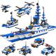 1169 Pieces City Police Station Building Kit, 6 in 1 Military Battleship Building Toy, with Cop Car, Patrol Boat, Helicopter, Best Learning Roleplay STEM Construction Toys Gift for Boys and Girls 6-12
