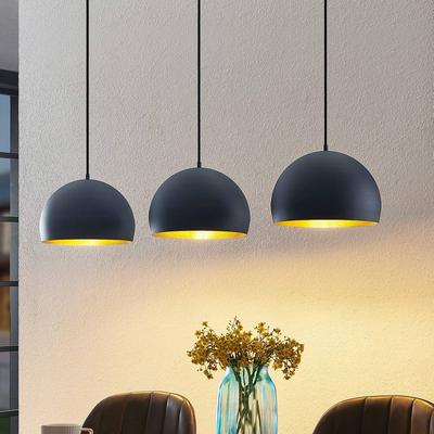 Lindby Pendellampe Tarjei, Länge 120cm, schwarz/gold, Metall Image