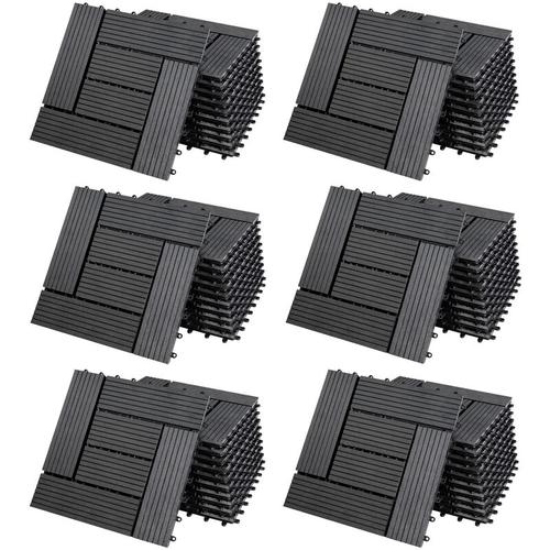 WPC Fliesen 1m²-6m² Terrassenfliesen Set Holzfliesen 30x30cm Balkon Pool Garten 66x Mosaik anthrazit