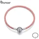 BAMOER-Bracelet en cuir CZ avec fermoir rond pour femme véritable argent regardé 925 absorbe