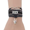 Infinity love Rock Bracelet piles argent lettres ID main charme cuir musique hommes bracelets