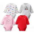 Body à Manches sulfet Col en V pour Bébé Fille Pyjama 100% Coton avec Ouverture Latérale