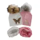 Ensemble de chapeaux pour bébé fille imprimé papillon et licorne bonnet en coton tricoté pour