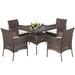 5 Pieces Wicker Patio Dining Set with 4 Armrest Chairs - 24.5" x 23"x 33" (L x W x H)