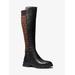 Michael Kors Ridley Leather and Logo Jacquard Knee Boot Brown 7.5