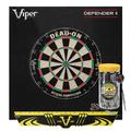 Viper Dead-On Sisal Dartboard, Defender II Dart Surround, Jar of 20 Darts & Viper Edge Throwline in Black/Gray | 31 H x 23 W x 6 D in | Wayfair