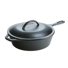 Lodge Cast Iron Covered Deep Skillet Non Stick/Cast Iron/Seasoned Cast Iron in Black/Gray | 4.94 H in | Wayfair L8CF3