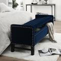 Alcott Hill® Tess Flip Top Storage Bench Upholstered/Velvet in Black | 19.69 W x 50 D in | Wayfair 226B0CF8603740919E42993CB4FF9941