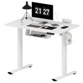 Inbox Zero Home Office Height Adjustable Standing Desk Wood/Metal in White | 42 W x 24 D in | Wayfair 9F9E71B7618E426E9377FCCFA6AD3358