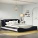 Orren Ellis Augu Platform Bed Upholstered/Metal/Faux leather in Black/White | 34.6 H x 69 W x 99.61 D in | Wayfair E6FA6C14FB784101A92B527FF80C2A6B