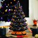 The Holiday Aisle® Pre-Lit 15In Ceramic Halloween Tree Holiday Decoration W/Orange & Purple Bulb Lights Ceramic | 15 H x 8.5 W x 8.5 D in | Wayfair