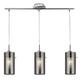 Britalia Polished Chrome & Double Glass Modern 3 Lamp Bar Pendant Ceiling Light | Smoked & Frosted Cylindrical Glass Shades | 3 x E14 SES Lamp Bulbs Required (Not Included)