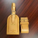 Louis Vuitton Bags | Authentic Louis Vuitton Initial Hs Leather Luggage Tag & Poignet | Color: Brown | Size: 3 1/2 X 12