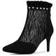 Allegra K Women's Mesh Stiletto High Heels Booties Ruffle Ankle Boots Black 4.5 UK/Label Size 6.5 US