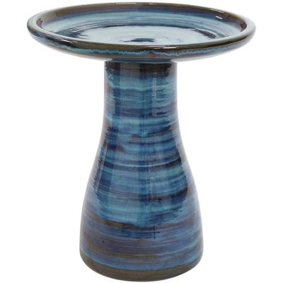 Sunnydaze Elegant Outdoor Ceramic Bird Bath - UV/Frost Resistant - Galaxy Blue